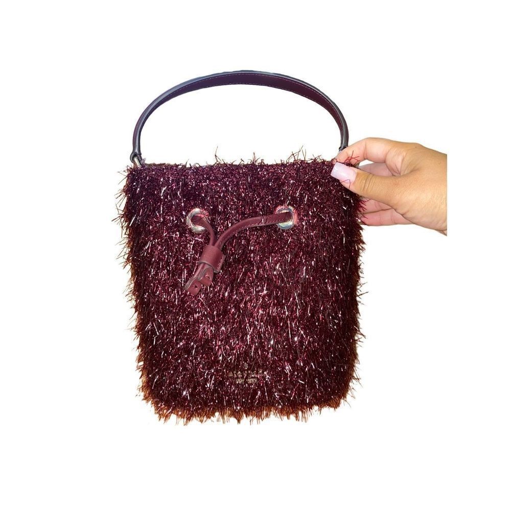 NWT Kate Spade cherry wood natalia tinsel small bucket bag